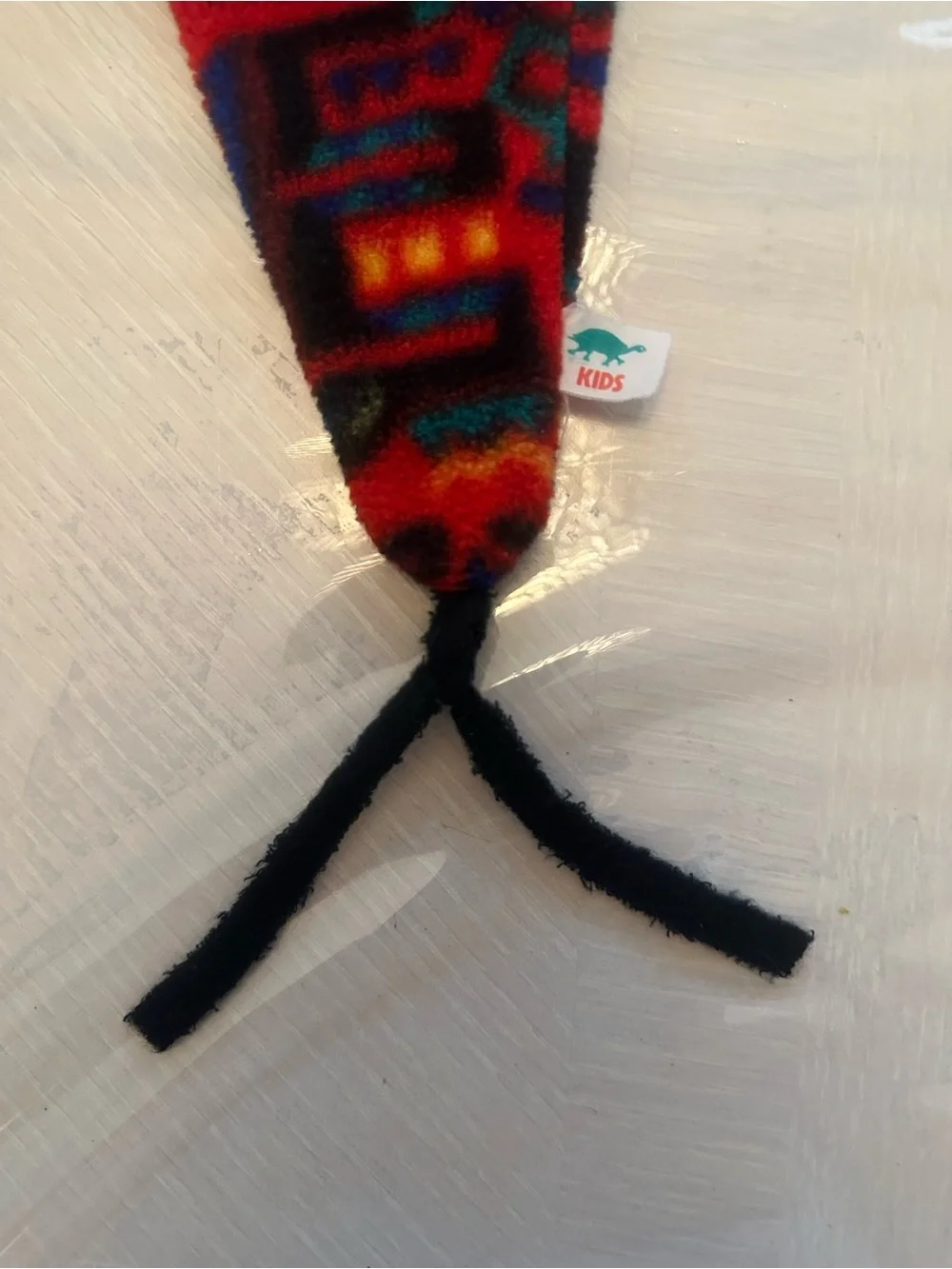Turtle Fur Vintage Kids Long Tail Fleece Ski Hat Red Geometric Pointy Stocking